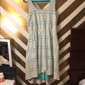 Mint green and lace high low dress